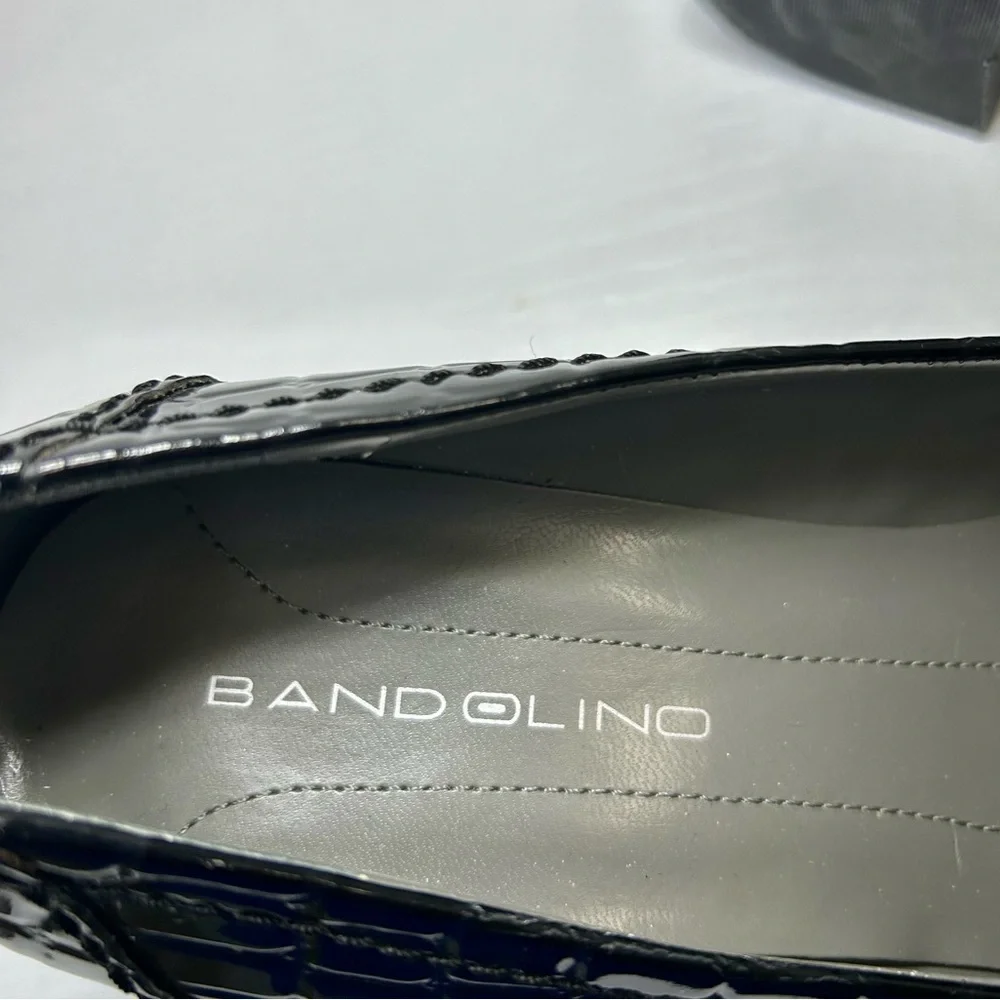 Bandolino Crocodile Texture Black Patent Leather Chunky Loafers Size 8 1/2